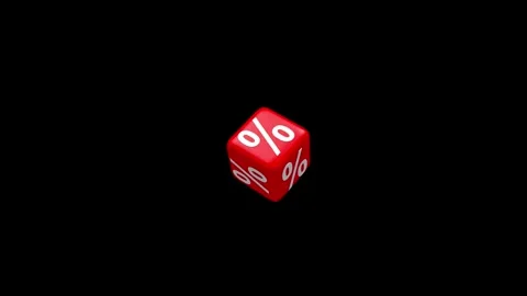 Red cube with percent symbols rotates on black, 3D animation Stock-Footage 333663867