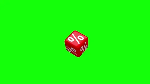 Red cube in percentage on green screen, 3D animation. Stock-Footage 334950741