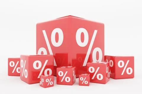 Red cube percentage Stock Illustration
