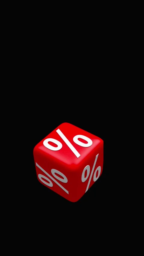Red cube with percentage sign rotating, 3D rendering. Stock Footage 335826429