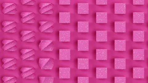 Red cube shapes rotating on pink background. Geometric pattern Stock Footage 166228420