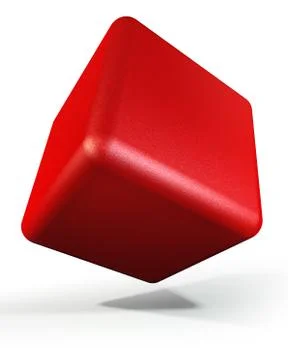 Red cube symbol with rounded edges and rough surface Stock Illustration