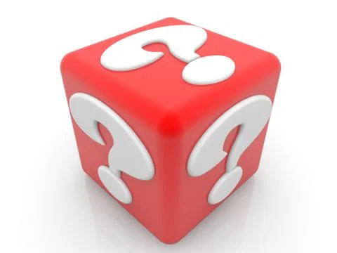 Red cube with white question mark concept on white background Stock Illustration