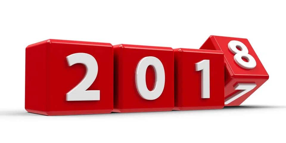 Red cubes 2018 Stock Illustration