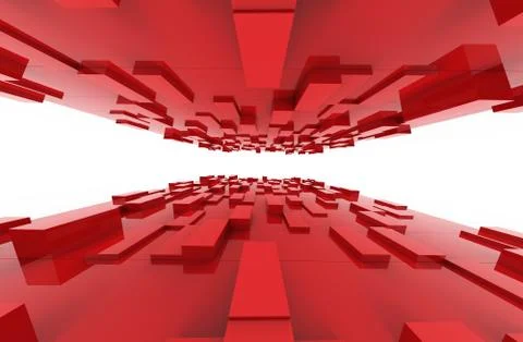 Red cubes abstract background pattern. 3d illustration. Illustrazione stock