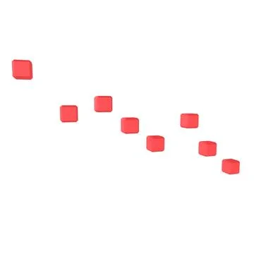 Red cubes arranged in ascending pattern isolated on white background Stock Illustration