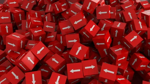Red cubes with arrow falling down. Stock Footage 132287596