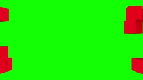 Red cubes assemble on green background Stock Footage 112001879