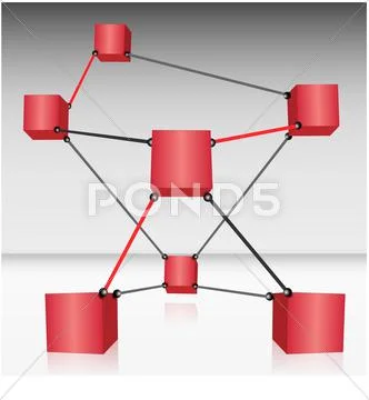 Red Cubes Connected Stock Illustration