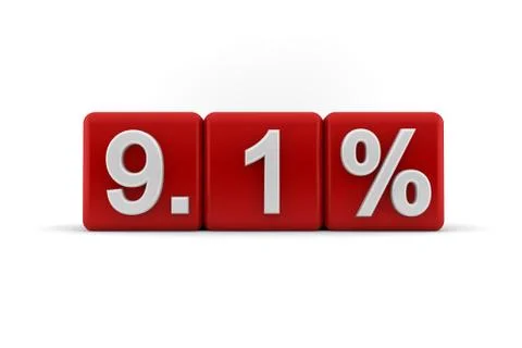 Red cubes with embosssed 9.1 percent in white Stock Illustration