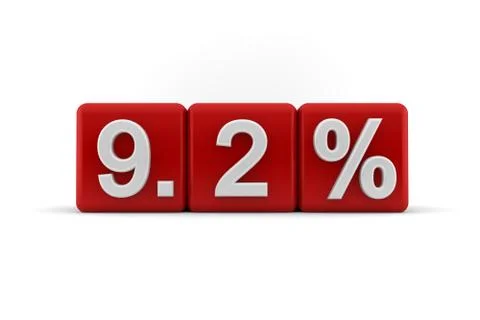 Red cubes with embosssed 9.2 percent in white Stock Illustration