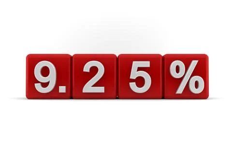 Red cubes with embosssed 9.25 percent in white Stock Illustration
