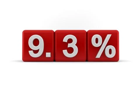 Red cubes with embosssed 9.3 percent in white Stock Illustration