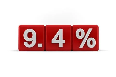 Red cubes with embosssed 9.4 percent in white Stock Illustration