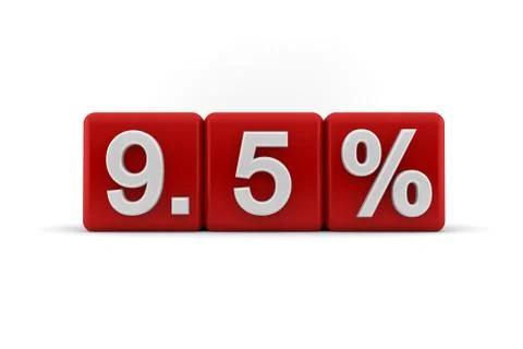 Red cubes with embosssed 9.5 percent in white 스톡 일러스트