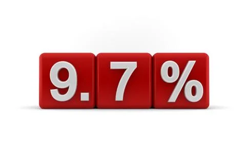 Red cubes with embosssed 9.7 percent in white Stock Illustration