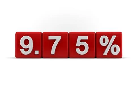 Red cubes with embosssed 9.75 percent in white Stock Illustration
