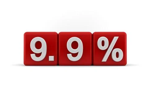 Red cubes with embosssed 9.9 percent in white Stock Illustration