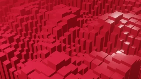 Red cubes geometric background, motion design 3d render looping animation Stock Footage 301970085
