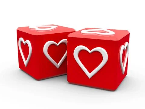 Red cubes with hearts Stock-Illustration
