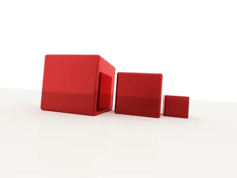 Red cubes isolated on white background Stock Illustration