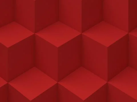 Red Cubes pattern, 3d render illustration Stock Illustration