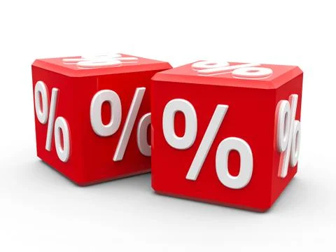 Red cubes with percent Stock Illustration
