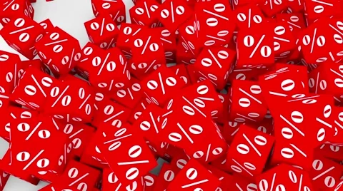 Red cubes with percent sign Stock Footage 65140882