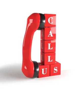 Red cubes with phone handle. 3D rendering. Stock Illustration