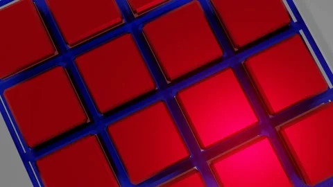 Red cubes rotate inside the blue grid. looped animated background. 3d render Stock Footage 155172680