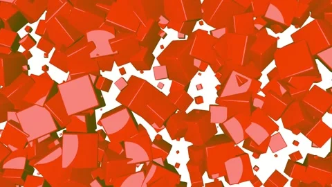 Red cubes rotate on a white background, geometric background, motion design Stock Footage 165997309