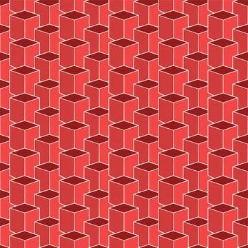 Red cubes seamless geometric 3d abstract pattern. Digital technology repeatable Stock Illustration