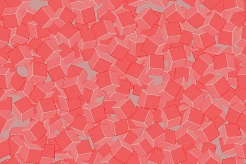 Red Cubes Seamless Pattern, 3D Illustration Stock-Illustration