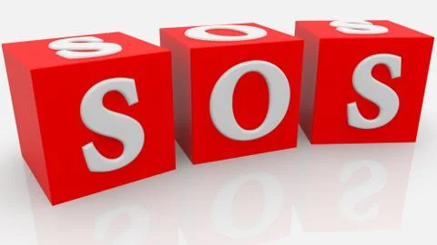 Red cubes with sos concept Stock Illustration