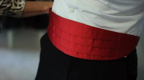 Red Cumberbun Stock Footage 58505106