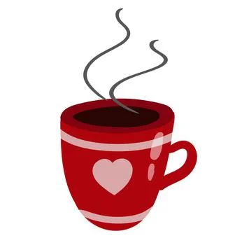 Red cup with a beverage isolated on white. Vector flat illustration Stock Illustration
