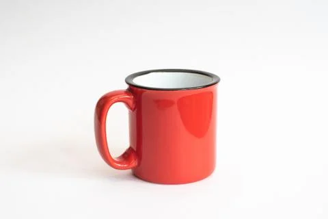 Red cup with black edging and white inside Stock Photos