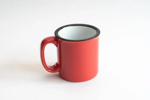 Red cup with black edging and white inside Stock Photos