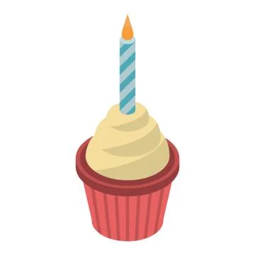 Red cup cake icon, isometric style Ilustração Stock