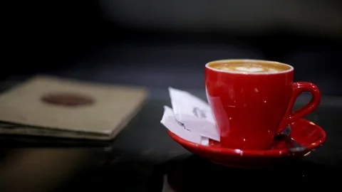 Red Cup Cappuccino Stock Footage 107353649