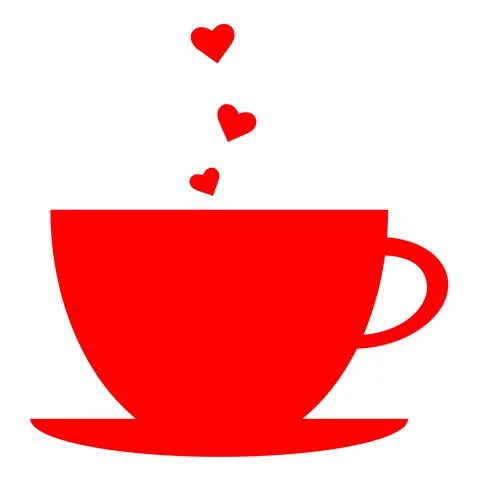 Red cup of coffee with hearts Stock Illustration