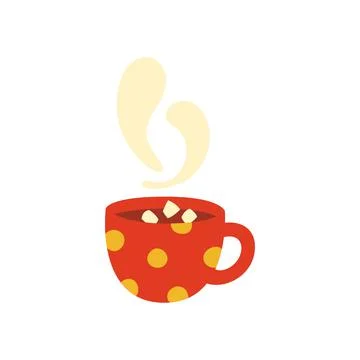 Red cup. Coffee with marshmallows. Vector cartoon. Can be used on the menu, s Illustrazione stock