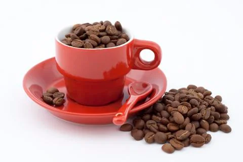 Red cup with coffee Stock Photos