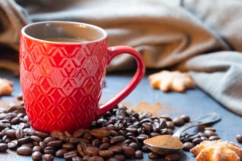 Red cup with coffee Stock Photos