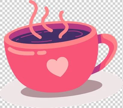 Red cup of coffee with romantic design illustration. Happy anniversary concept Stock Illustration