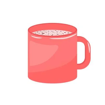 Red Cup of Hot Coffee. Vector Illustration isolated on white background. Deco Stock Illustration