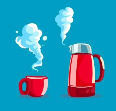 Red cup with hot tea or coffee. Illustration. Stock Illustration