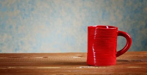 Red cup not a rural table Stock Photos