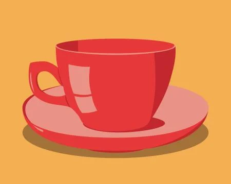 Red cup on saucer Stock Illustration