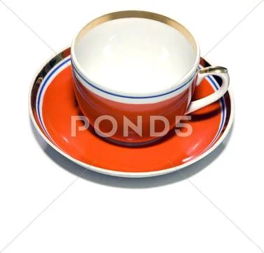 Red cup with saucer Stock Photos